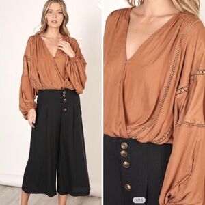 5⭐️ /KAYLA/ FALL Lace Boho Balloon Sleeve Wrap Top